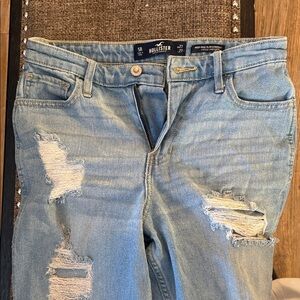 Hollister Women's High Rise Light Blue Ripped Jeans